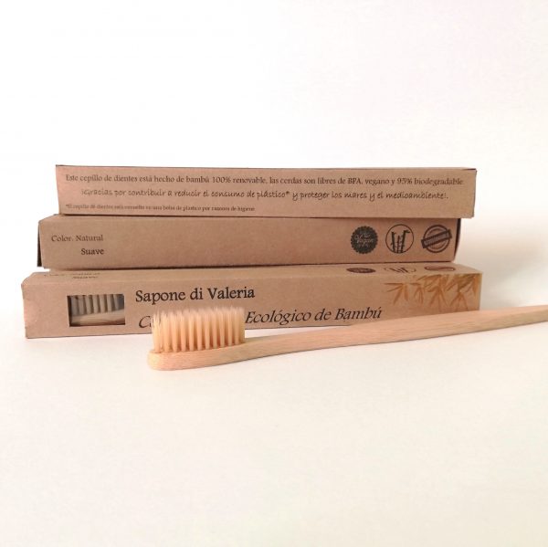 Cepillo de dientes de bambú natural suave